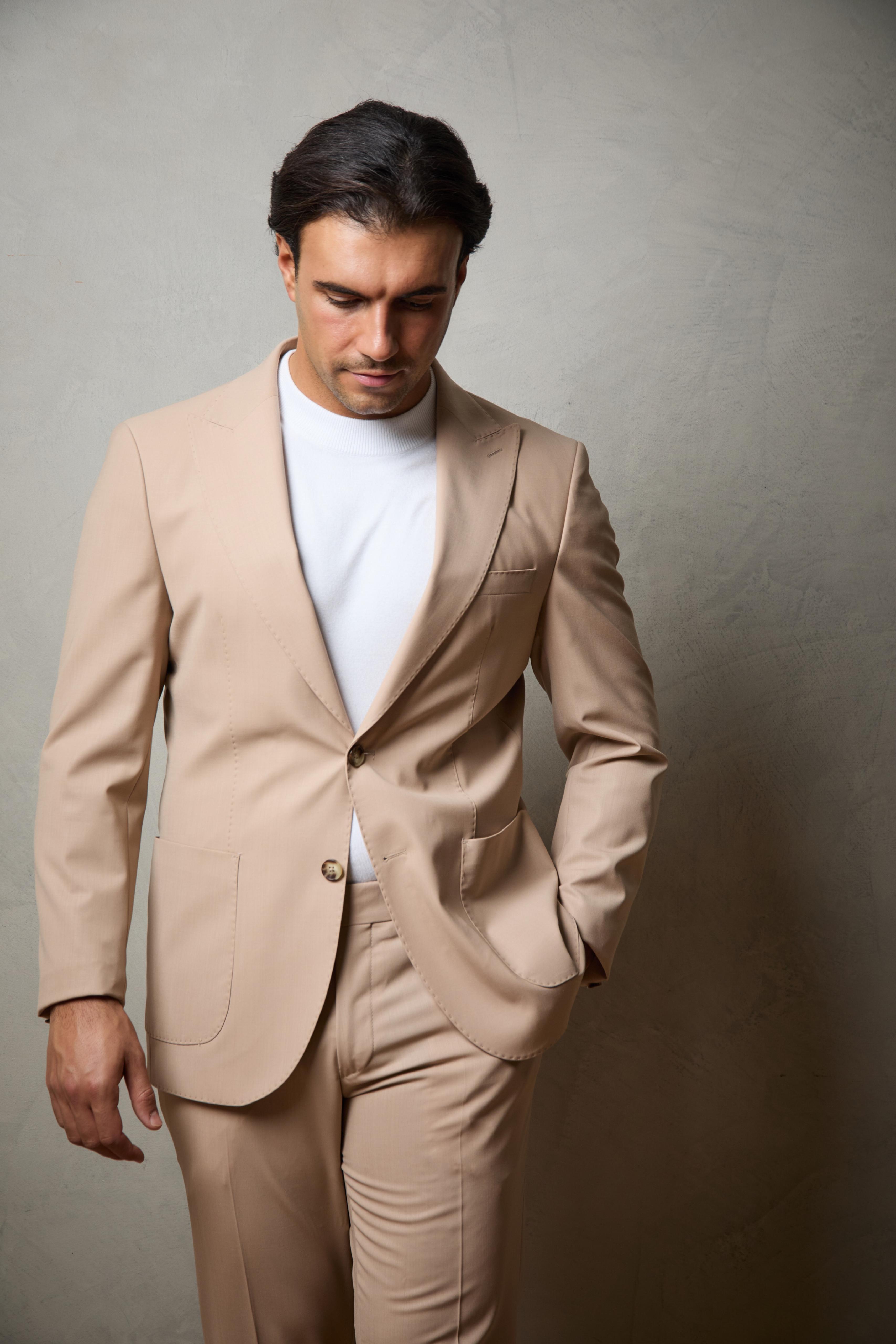 Cream Tailored Two Piece Wool Suit