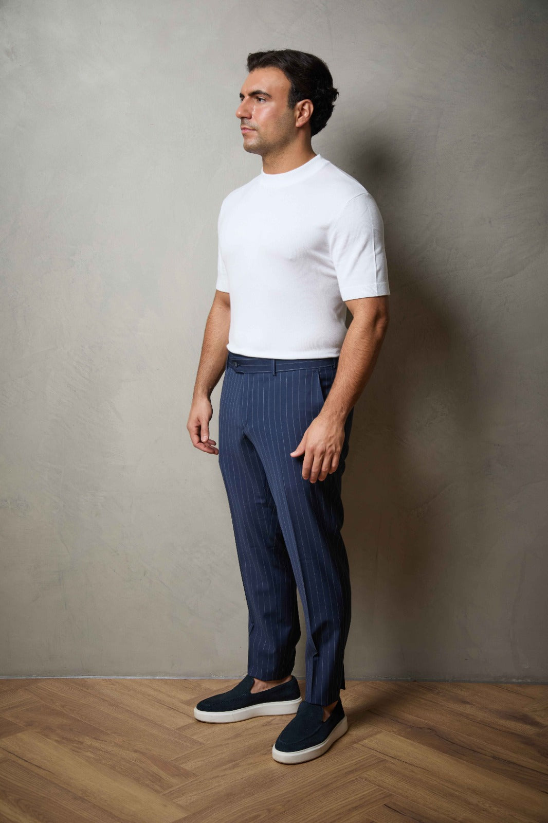 Navy/Royal Striped Tailored Two Piece Wool Suit