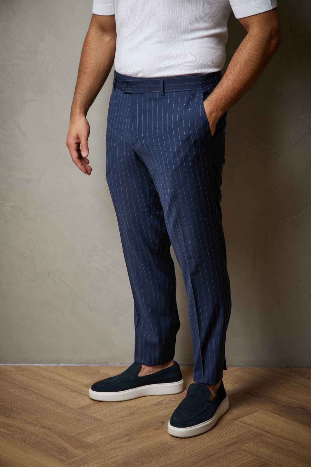 Navy/Royal Striped Tailored Two Piece Wool Suit