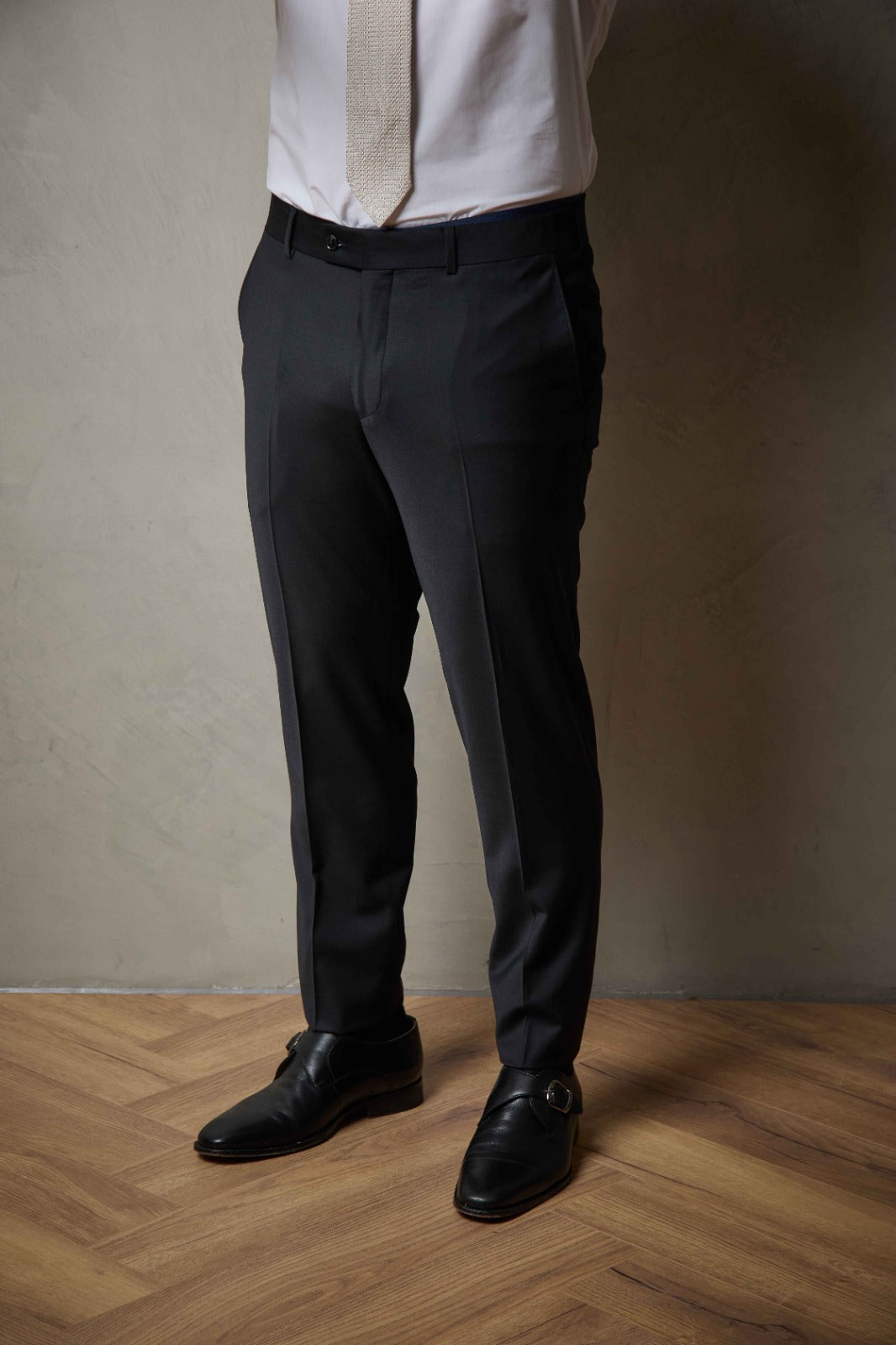 Black Tailored Three Piece Wool Suit