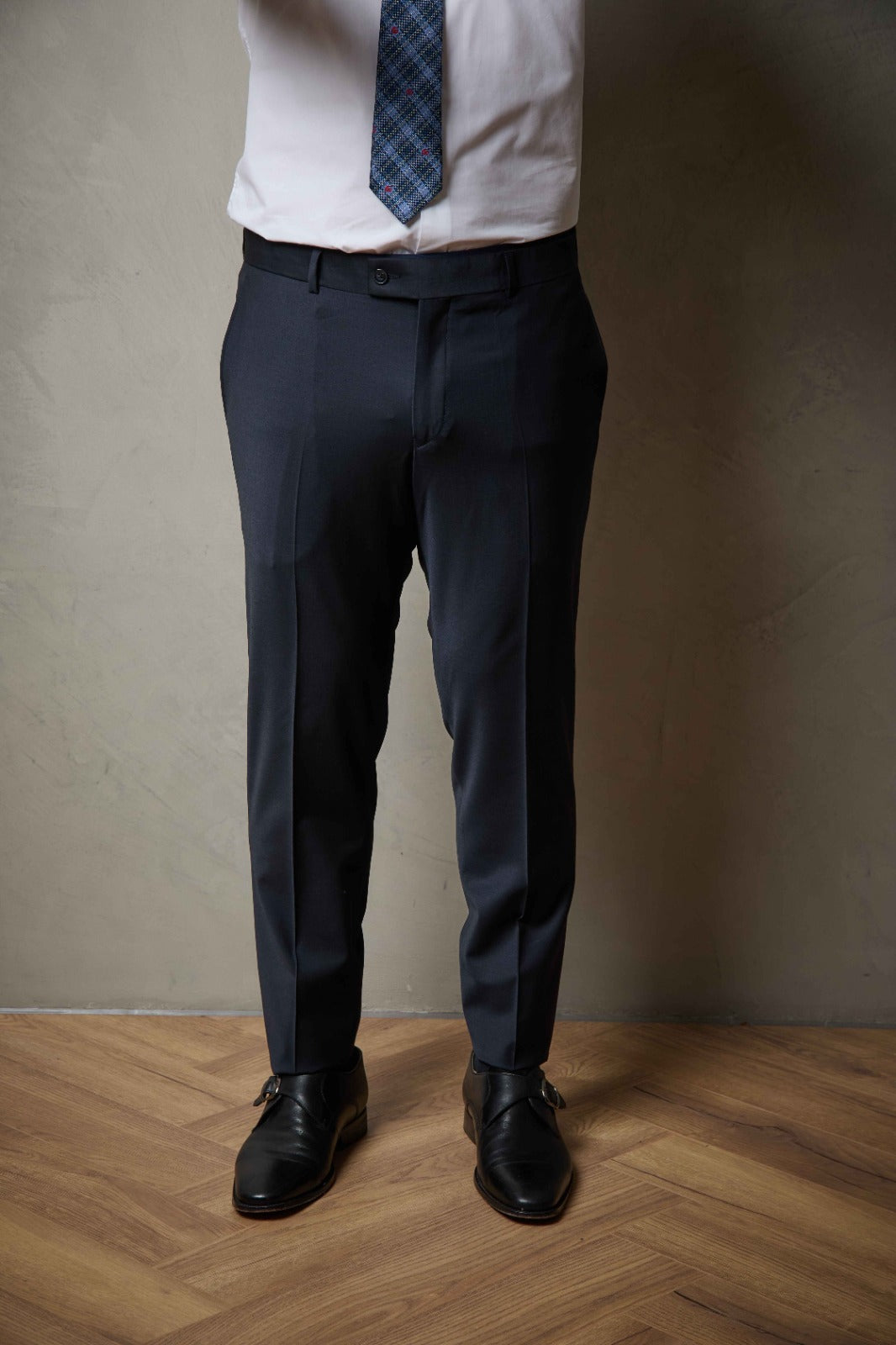 Navy Tailored Three Piece Wool Suit