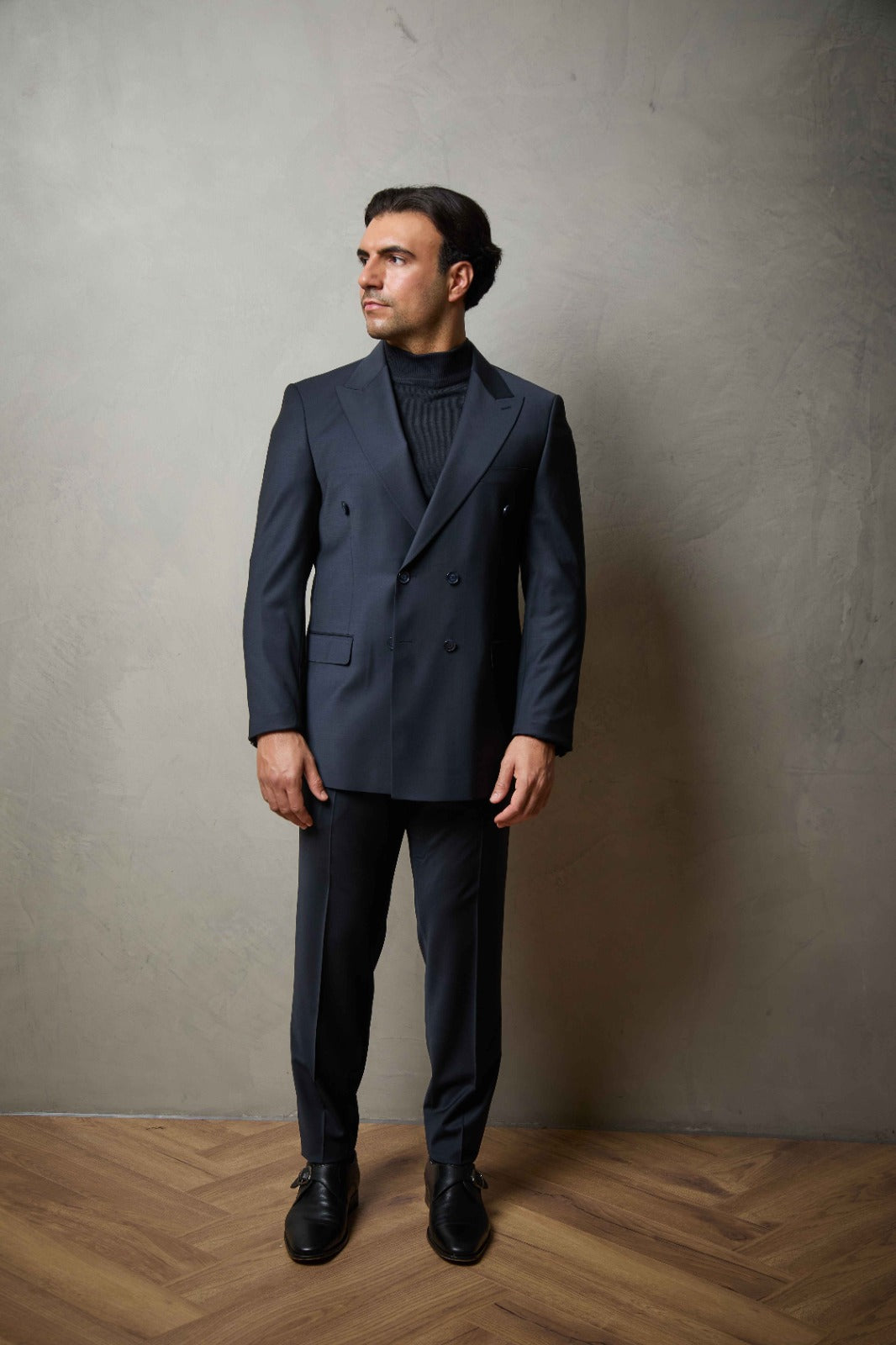 Navy Tailored Double Breasted Wool Suit