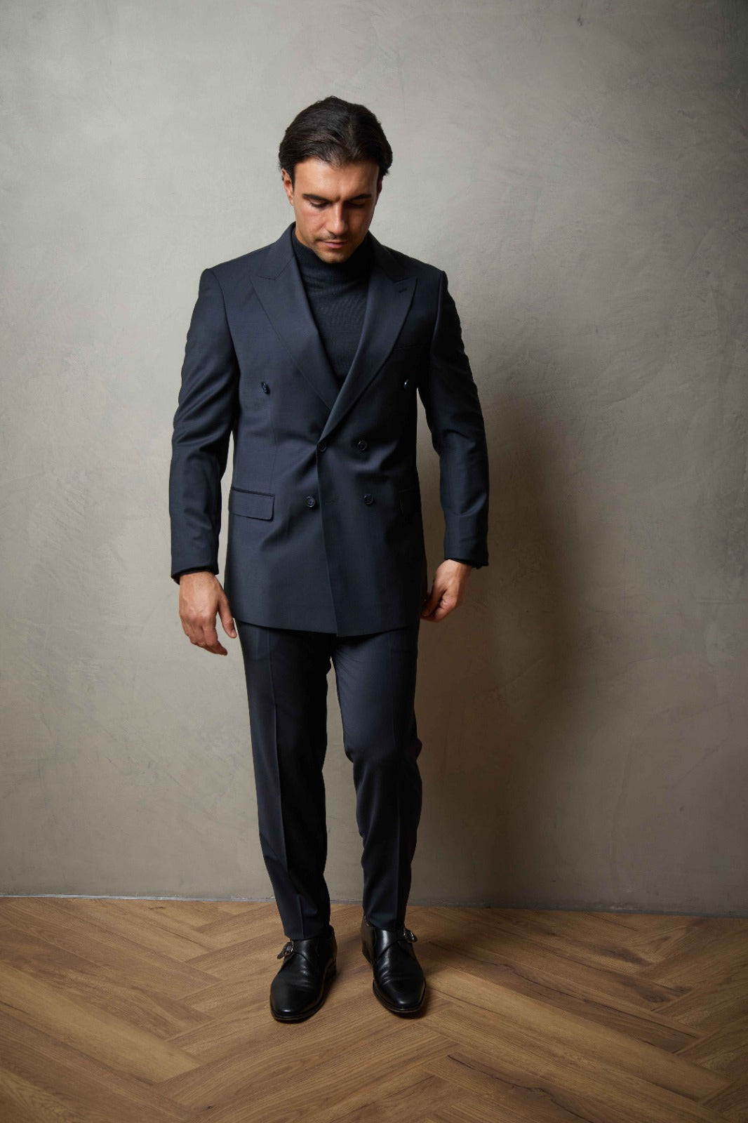 Navy Tailored Double Breasted Wool Suit